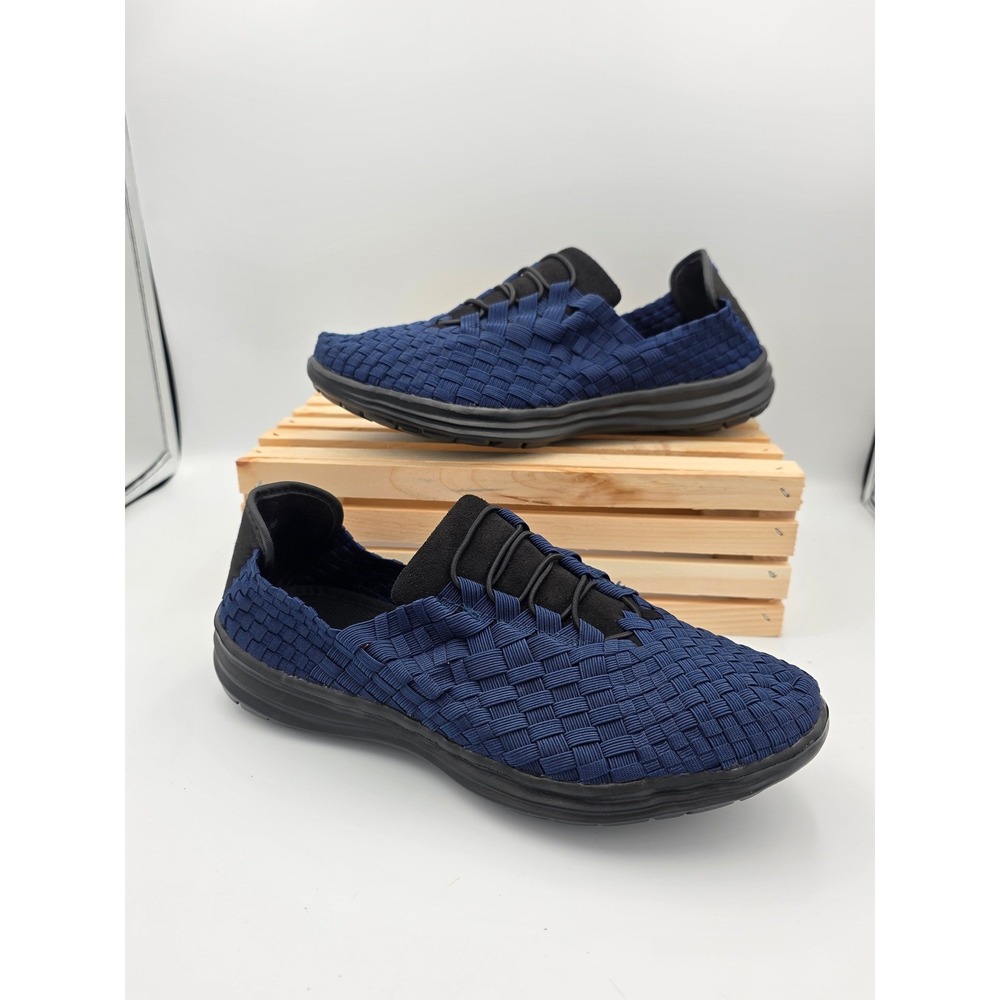 Bernie Mev Victoria Sneakers Women 42 11 Blue Woven Elastic Comfort Walking Shoe